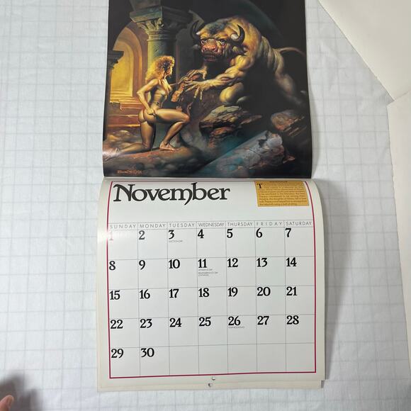 1992 Boris Vallejo Mythology Calendar Unused same dates again in leap year 2048 - Picture 5 of 16